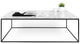 Modern Metal Rectangle Marble Top Coffee Table, White Marble/Black Base