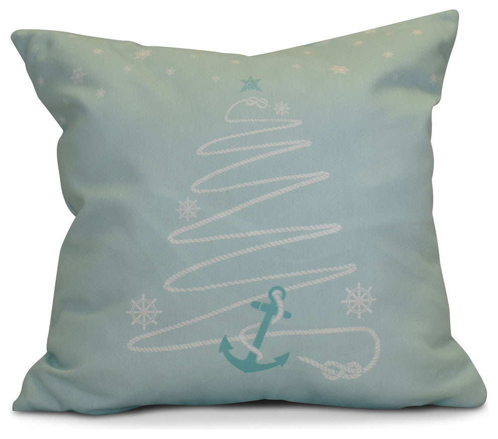 Decorative Holiday Pillow Geometric Print, Aqua, 16"x16"