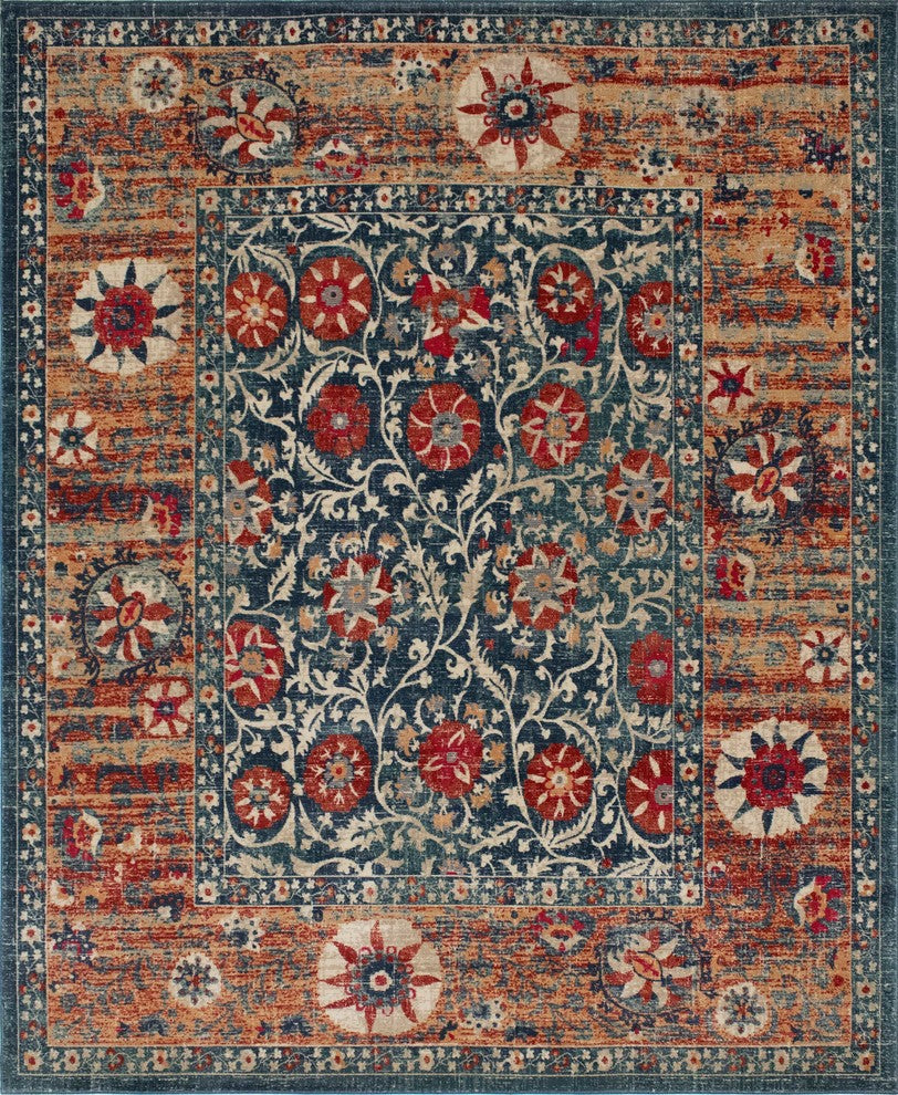 Noori Rug Distressed Rosalee Blue/Rust Rug