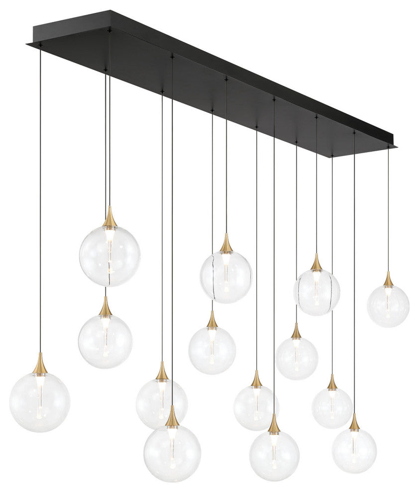 Iissa 14L 72" Gold Clear Chandelier