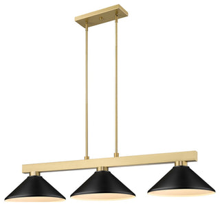 Cobalt Three Light Billiard, Modern Gold