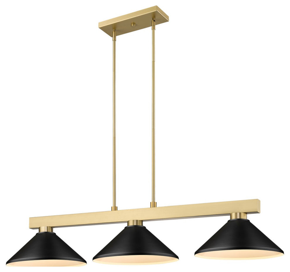 Cobalt Three Light Billiard, Modern Gold
