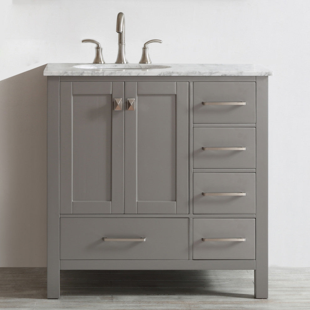 Gela Single Vanity, Gray, 36", Without Mirror