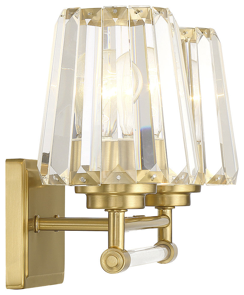 Garnet 2-Light Bathroom Vanity Light, Matte Black, Warm Brass