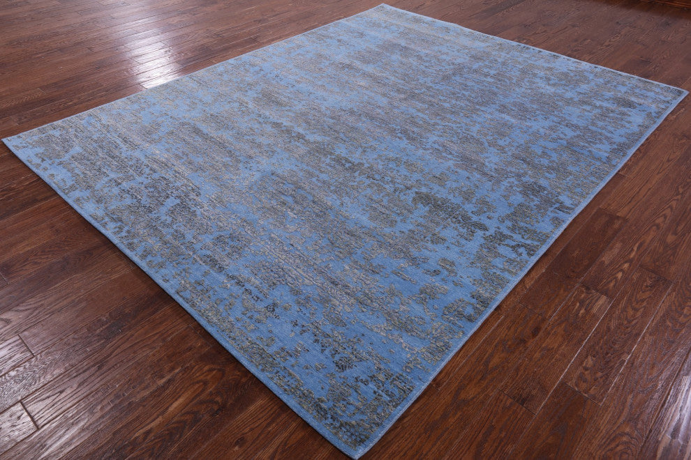 Wool and Silk Modern Handmade Rug 7' 10" X 10' 1" Q9138