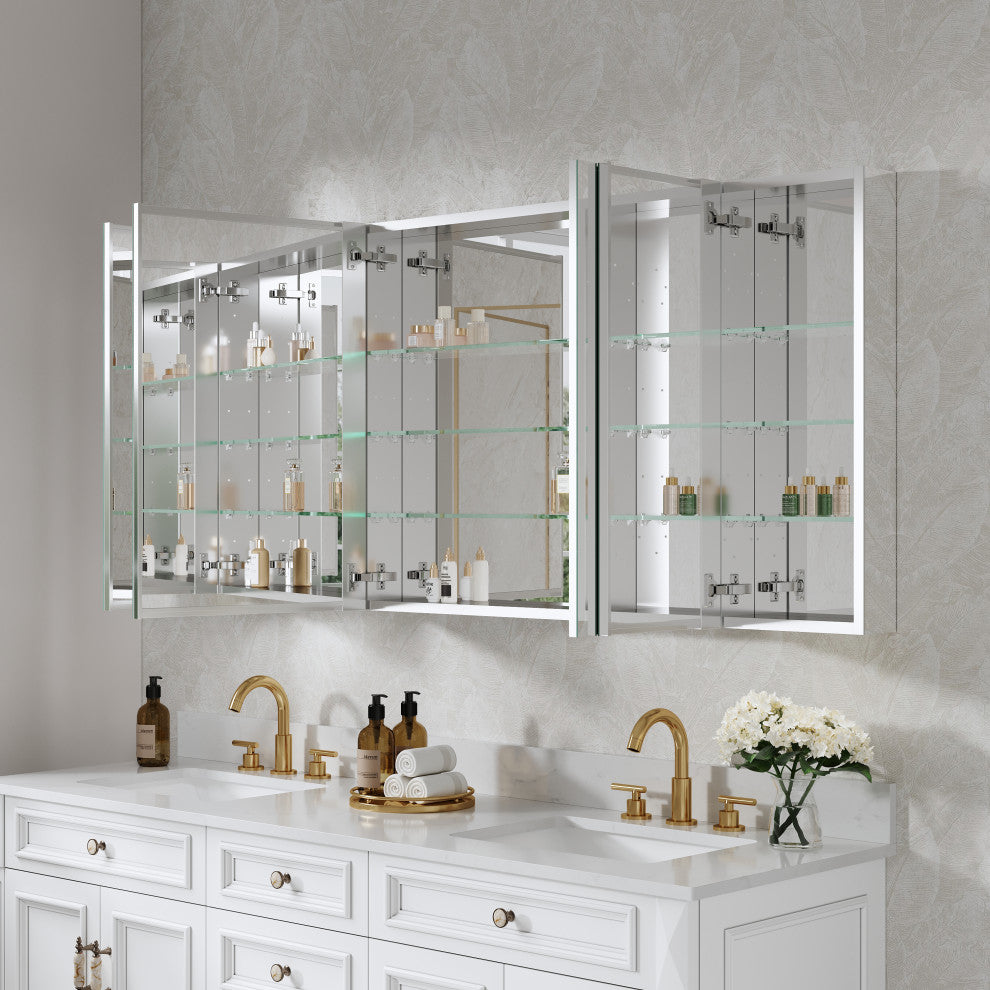 Recessed/Surface Mount Bathroom Medicine Cabinet, Reverse Installation, 72"x30"-