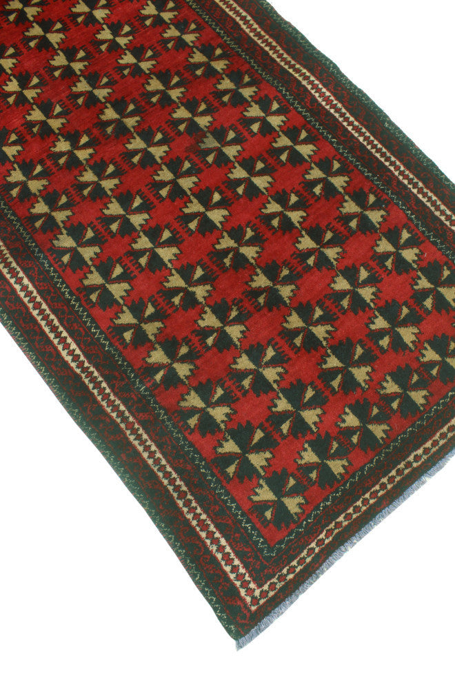 Vintage Distressed Aniyah Red/Navy Runner, 3'0x6'2