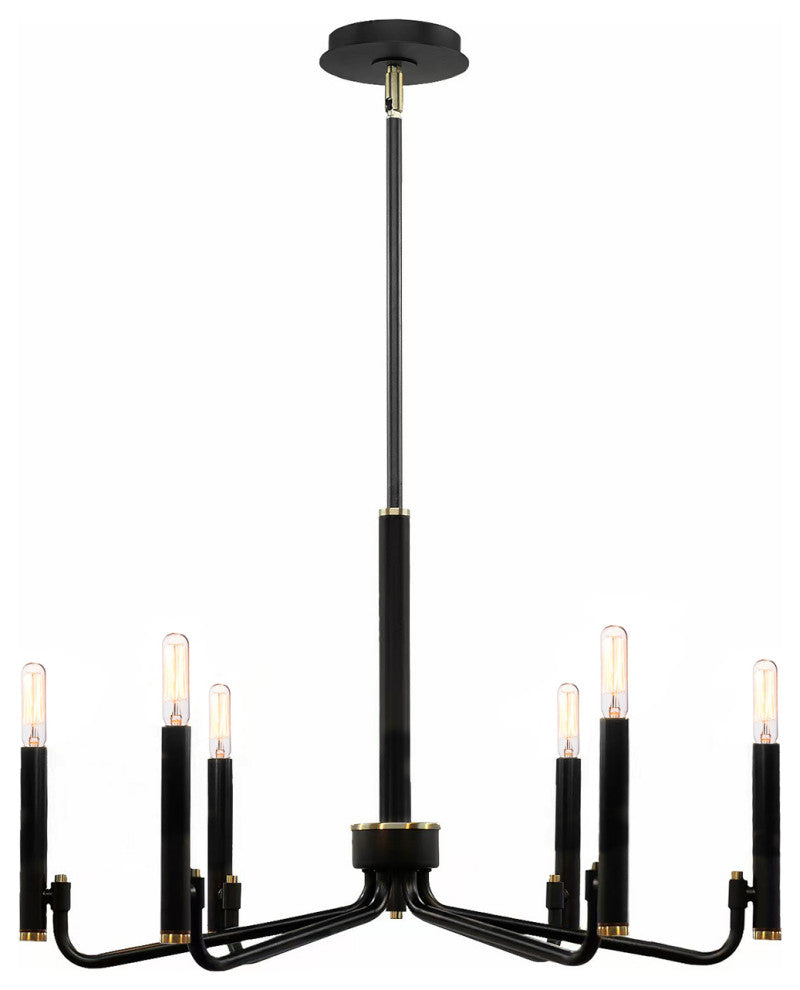 Bedford 24" 6-Light Chandelier Matte Black With Brass Finish