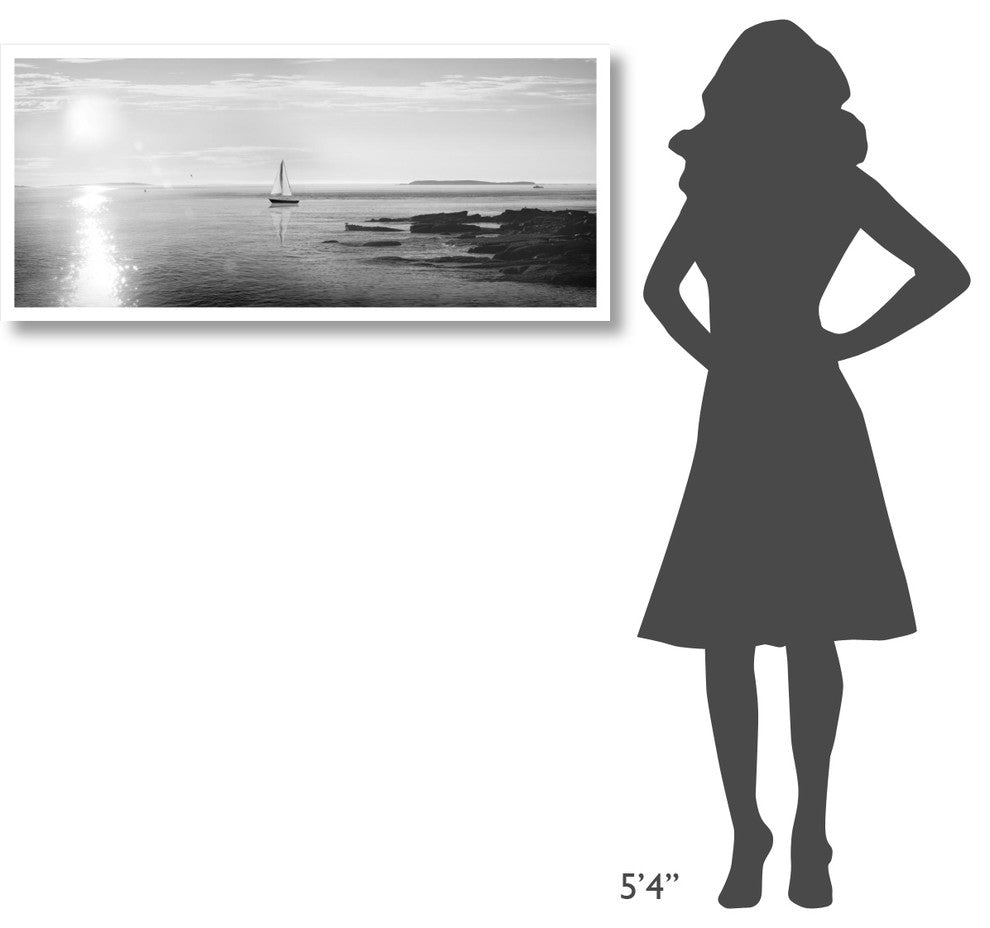 "Evening Sail Black and White" Digital Paper Print by Sue Schlabach, 46"x21"