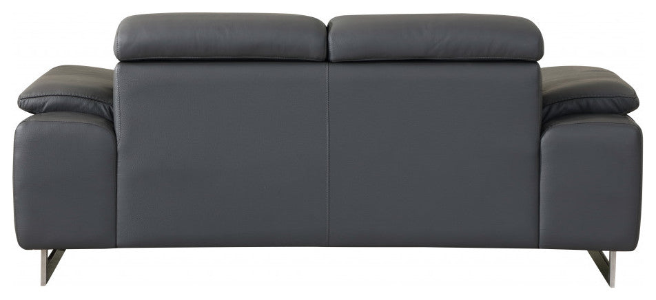 2-Piece Indoor Dark Gray Italian Leather Five Person Seating Set