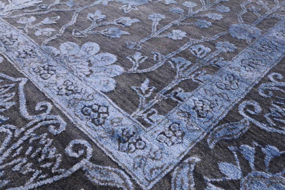 Hand-Knotted Persian Wool and Silk Rug 9' 2" X 12' 3" Q9421