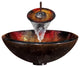 Glass Vessel Sink, Bathroom Waterfall Faucet, Drain, Mount Ring, Oil Rub Bronze