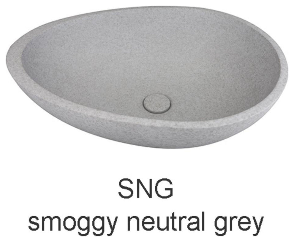 Dark Grey Egg Shape Concrete Vessel Bathroom Sink