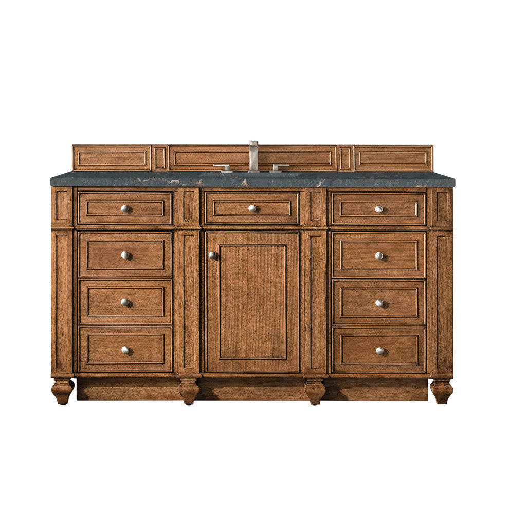 Bristol 60" Single Vanity, Saddle Brown, Parisien Bleu Quartz