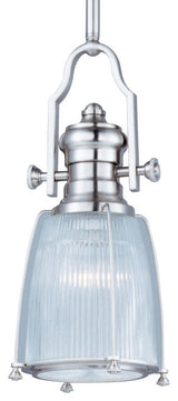 Maxim 25002 Hi-Bay 9"W 1 Light Pendant - Satin Nickel / Clear Glass