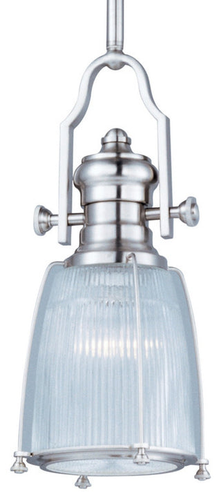 Maxim 25002 Hi-Bay 9"W 1 Light Pendant - Satin Nickel / Clear Glass