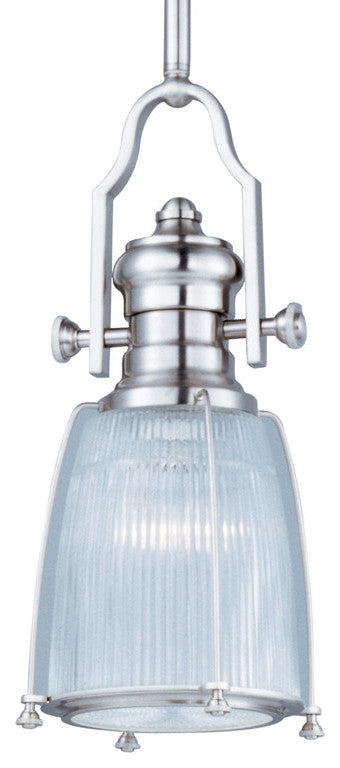 Maxim 25002 Hi-Bay 9"W 1 Light Pendant - Satin Nickel / Clear Glass