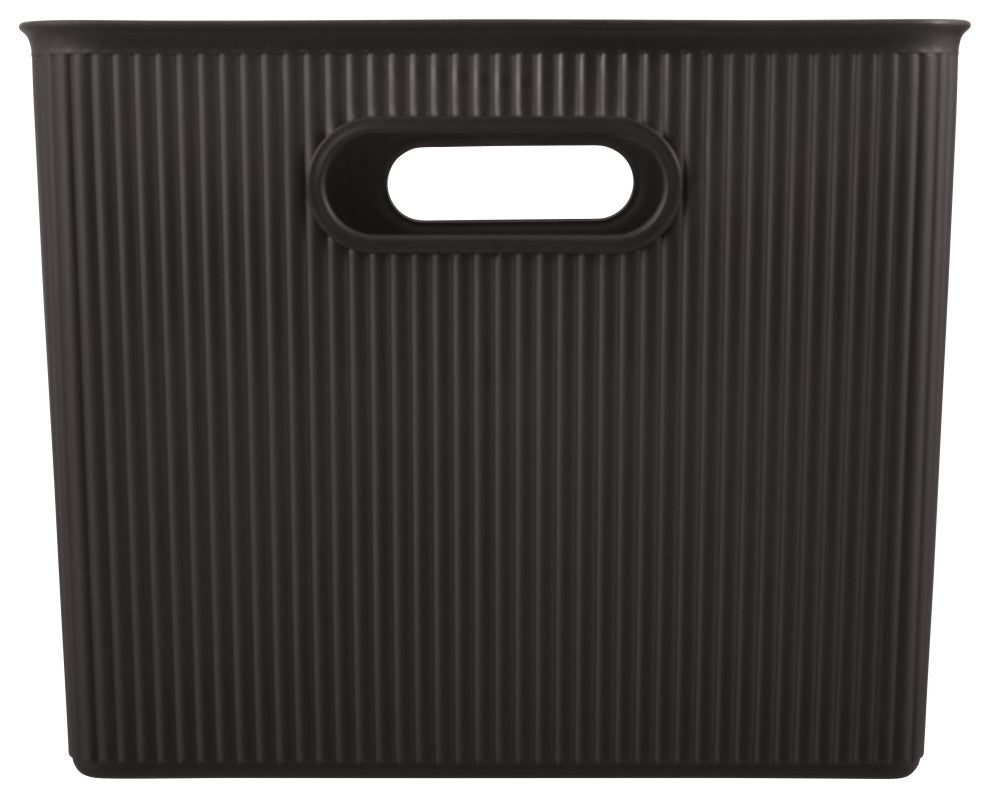 Superio Ribbed Storage Bin, Plastic Storage Basket, Brown, 22 L