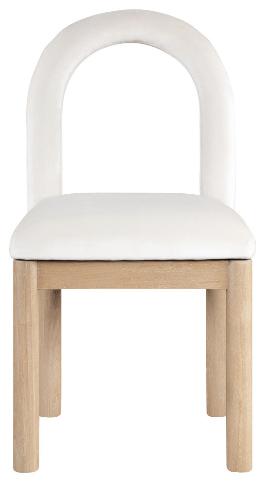 Conrad Upholstered Dining Chair, Cream, Velvet, Natural Finish