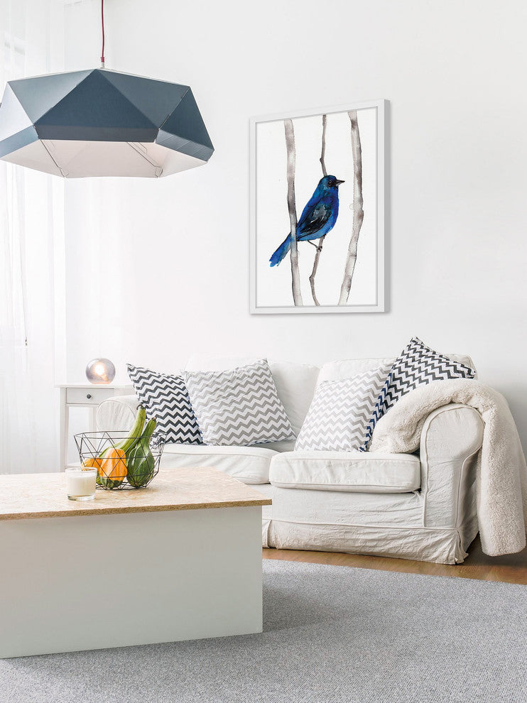 Marmont Hill, "Indigo Bunting" by Christine Lindstrom Framed Painting, 30x45