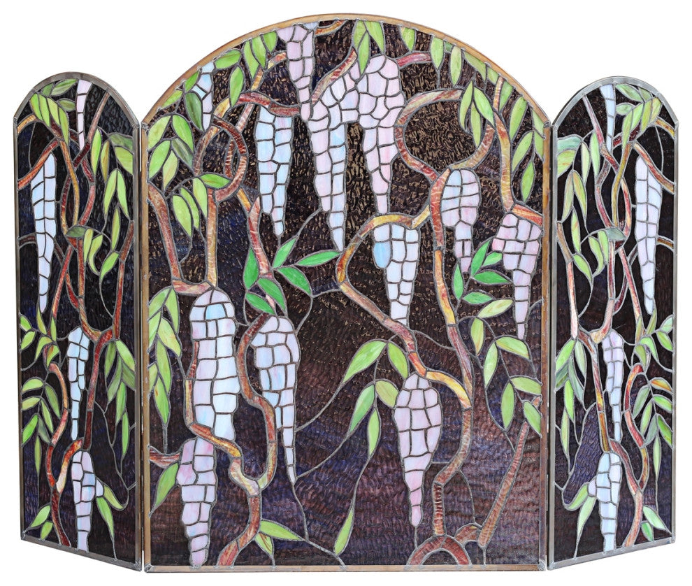 CHLOE Lighting CH8F002PF42-GFS CORINTH Stained Glass Design Fireplace Screen