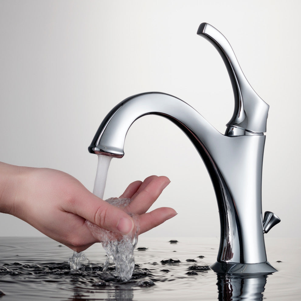 Elavo Square Ceramic Vessel Sink, Bathroom Arlo Faucet, Drain, Chrome