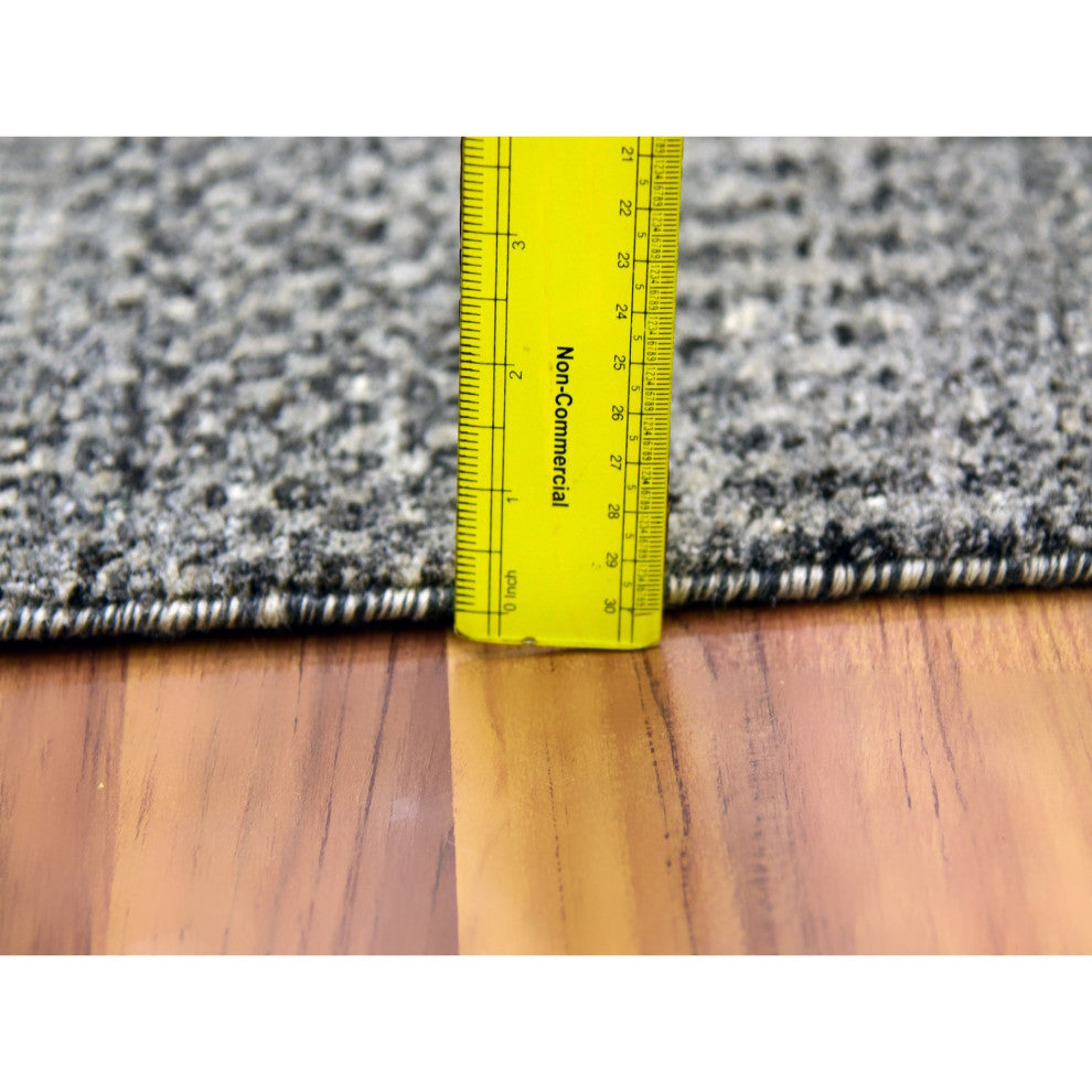 Gray Hand Knotted Modern Grass Design Natural Undyed Wool Mat Rug 2'1"x3'