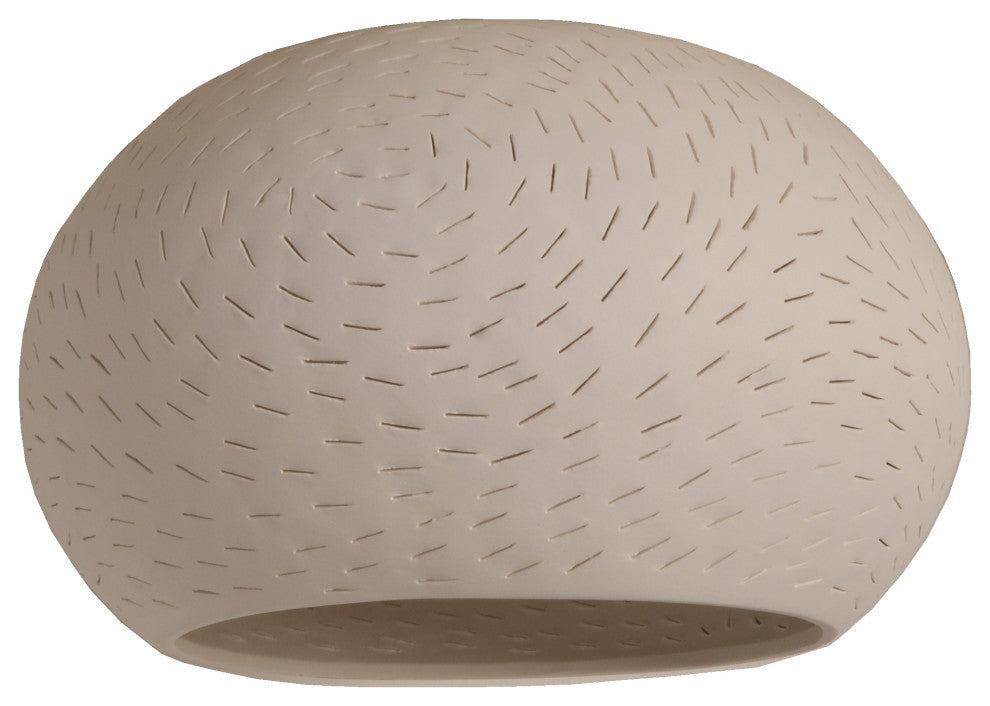 CLAYLIGHT FLUSH MOUNT 12": Minimal Lighting | Ceramic Hanging Lamp, Line Pattern, Incandescent Bulb