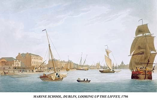 Marine School, Dublin, Looking Up the Liffey, 1796- Canvas Poster 20" x 30"