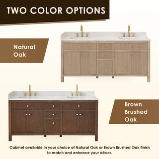 Cerrito Bathroom Vanity, Natural Oak, 72" Double, without Mirror