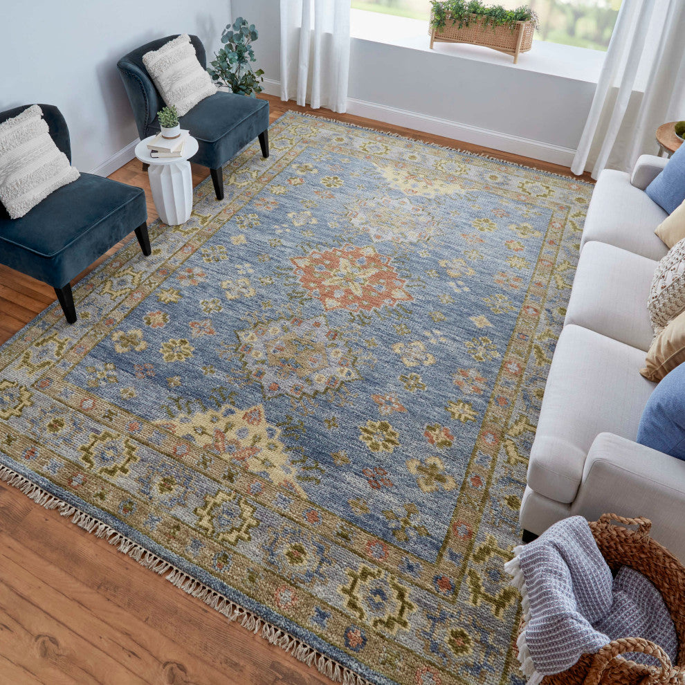 Foxboro R69CI Transitional/Bohemian & Craftsman Accent Rug, Blue, 3'x5'