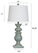 Darcy Polyresin Table Lamp 30"H, Blue-Green, White Linen Shade