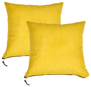 Suede Pillow Shell with Big Zipper, Lemon Curry, 20x20"