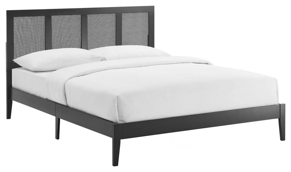 Sirocco Rattan and Wood King Platform Bed, Black