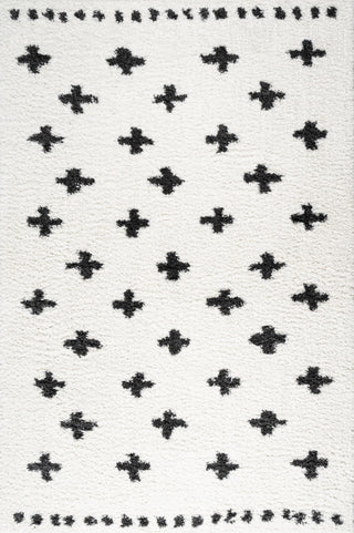 Cristo Berber Geometric Shag Rug, White/Black, 5'x8'