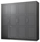 100% Solid Wood Cosmo 4-Door Wardrobe/Armoire/Closet, Gray