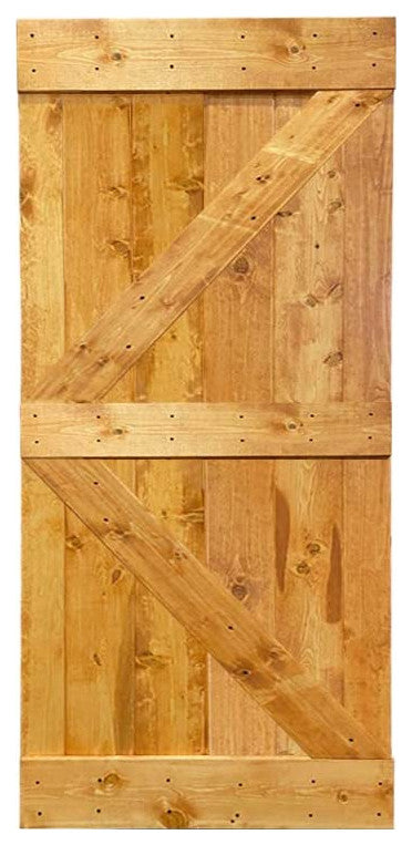 Stained Solid Pine Wood Sliding Barn Door, Colonial Maple, 42"x84", K Series