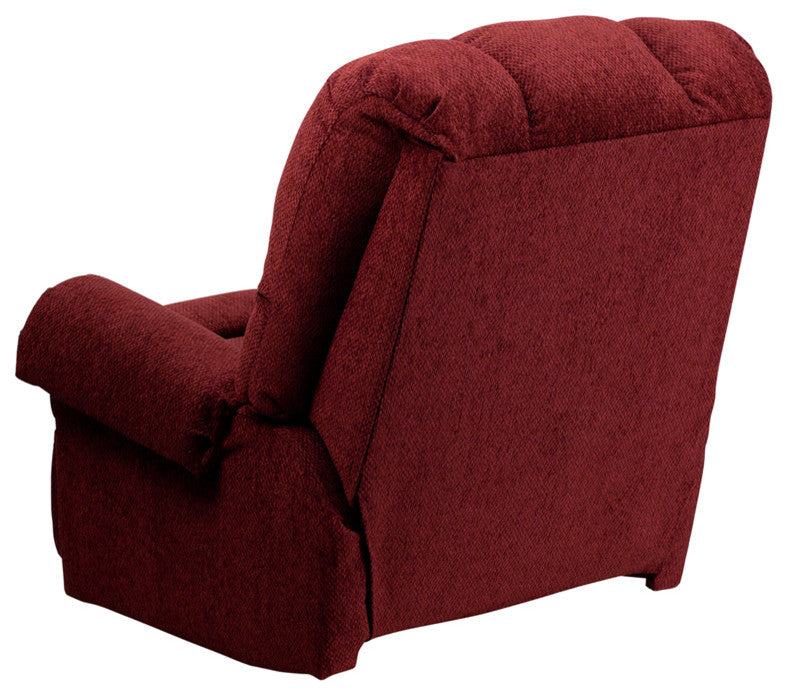 Chenille Rocker Recliner, Burgundy