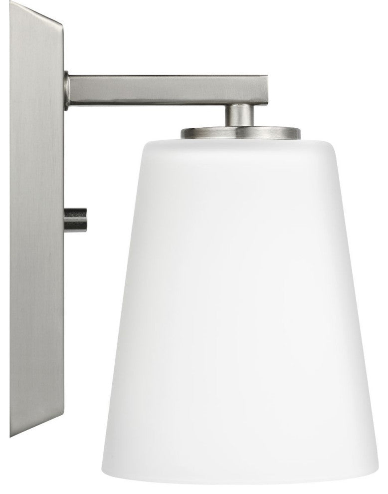 Vertex Collection One-Light Brushed Nickel Etched White Glass Bath Light
