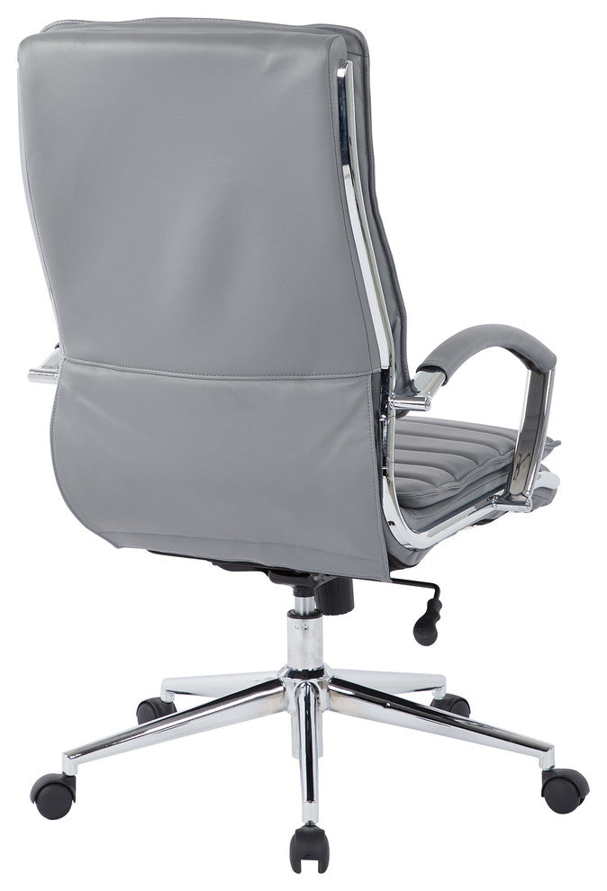 High Back Manager's Faux Leather Chair, Charcoal