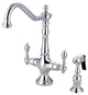 Kingston Brass 2-Handle Kitchen Faucet With Brass Sprayer, Polished Chrome