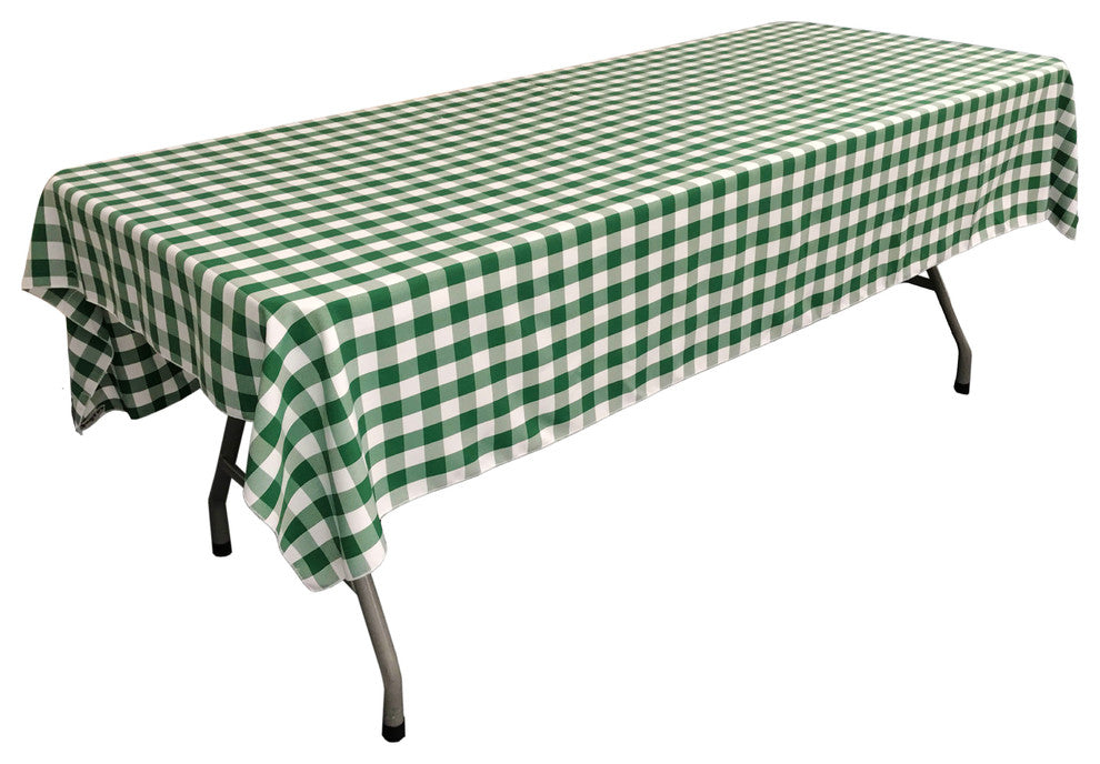 LA Linen Rectangular Gingham Checkered Tablecloth, Hunter Green, 60"x102"