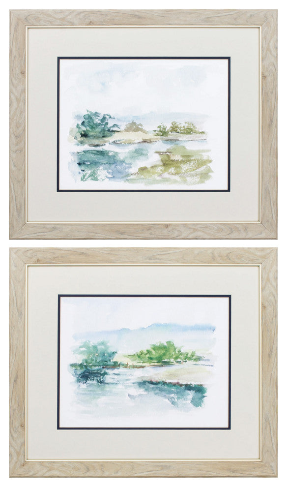 22" X 19" White Frame Spring Watercolor (Set Of 2)