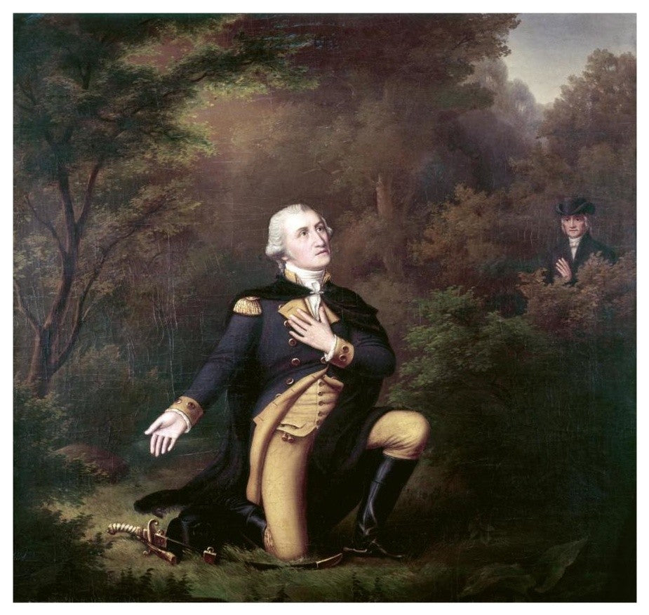 "George Washington In Prayer at Valley Forge" Paper Print by Paul Weber, 18"x17"
