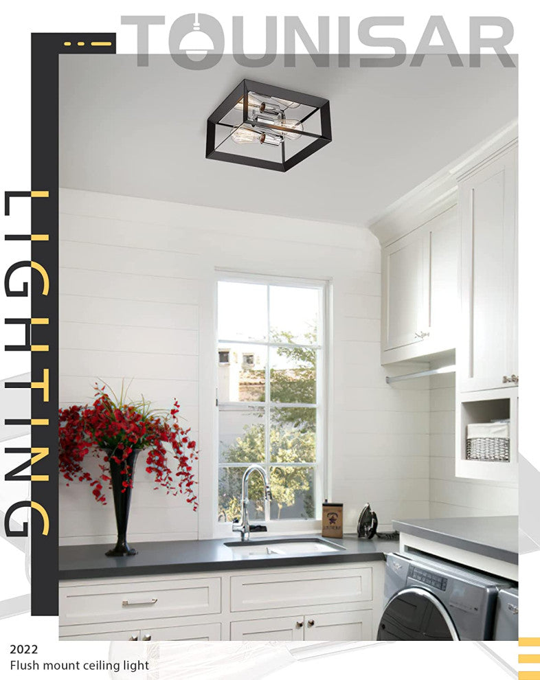 2 Light Modern Ceiling Lamp, Chrome