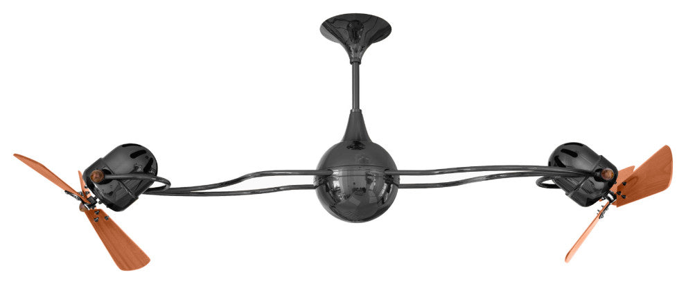 Italo Ventania Rotational Ceiling Fan With Mahogany Blades, Black Nickel