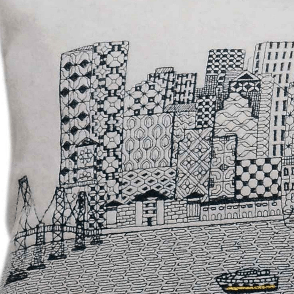46" White San Francisco Daylight Skyline Lumbar Decorative Pillow