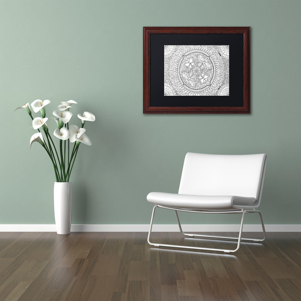 Hello Angel ''Butterfly Party Mandala'' Art, Wood Frame, Black Mat, 20x16
