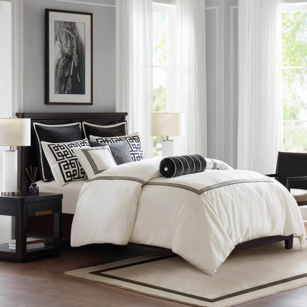 Madison Park Signature Embroidery Oversized Duvet Style Comforter Set