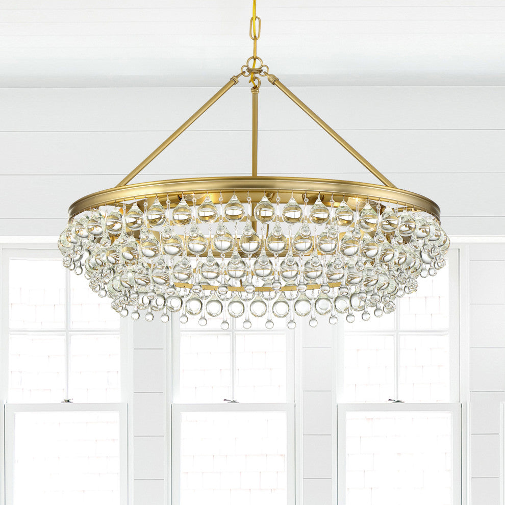 Calypso 6 Light Crystal Teardrop Vibrant Gold Chandelier
